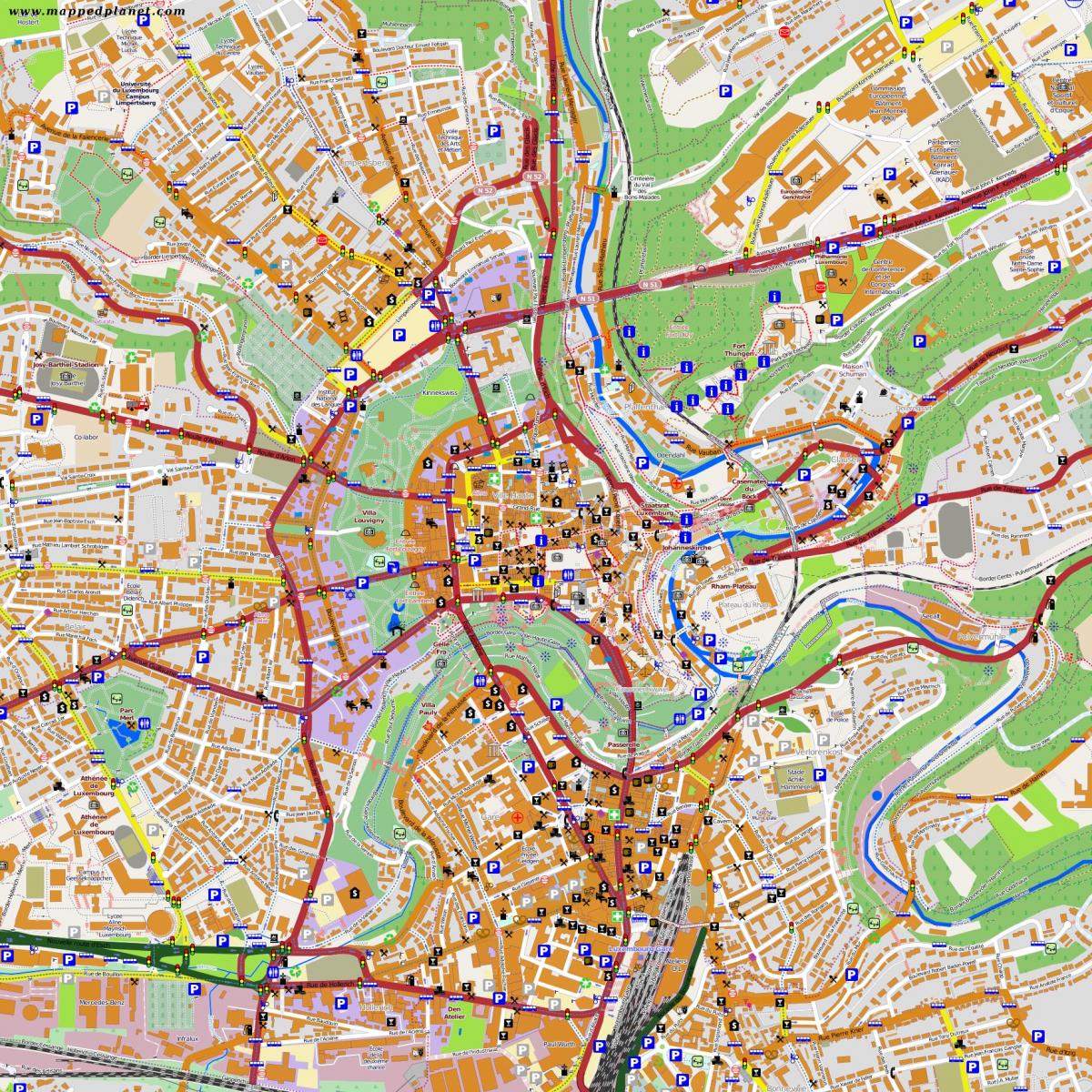 карта центра града Луксембург 