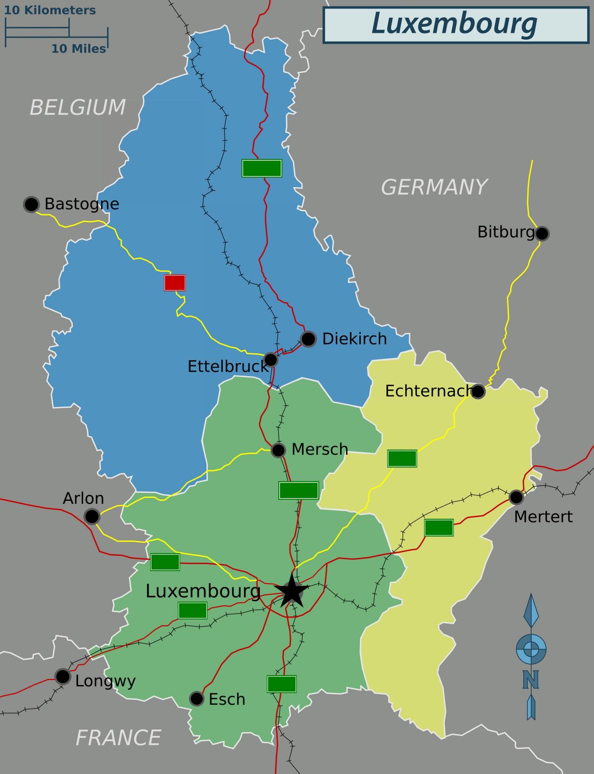 карта Луксембург политички