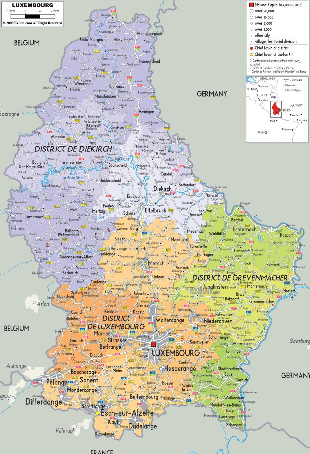 Луксембург карта земље